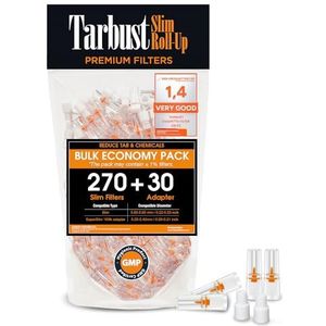 Tarbust Slim 270+30 Sigarettenfilter Opzetstuk, Filter Sigaretten, Anti Teerfilter voor Sigaretten, Anti Teer Filter, Plastic Sigarettenfilter 5.25 mm - 6 mm, Sigarettenmondstuk voor Slim