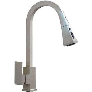 Keukenkranen Uittrekbare Sensor Keukenkranen Roestvrij Staal Slimme Inductie Gemengde Kraan Rotate Touch Control Sink Tap(Beige Dot)