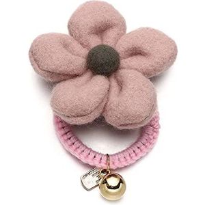 Geschenk hoge elastische bloem mode pluche haar stropdas touw haarspelden haarring clip (haarband, roze)