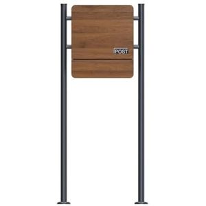 SCHARTEC - SBS-SPB-5 - Staande Brievenbus - Donker Houtdesign - Vrijstaand - Met Krantenvak