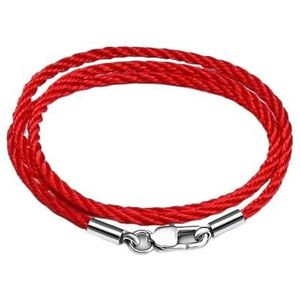 Gevlochten lang touw katoenen koord koord ketting roestvrij staal karabijnsluiting geschikt for doe-het-zelf ketting sieraden maken(Color:Red3mm_45cm)