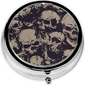 Veel schedels komen samen ronde pillendoos decoratieve doos pillendoos, pillendoos met twee compartimenten