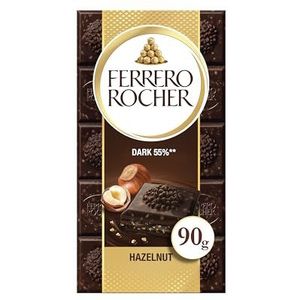 Ferrero Rocher Pure chocolade en hazelnootreep, chocoladerepen, 55 procent pure chocolade met knapperige hele hazelnoot en cacaovulling, (90 g)