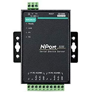 MOXA NPort 5232 w/adapter - 2 poorten RS-422/485 apparaatserver, 10/100 Ethernet, aansluitblok, 15KV ESD, 12-30VDC, 0 tot 55 °C bedrijfstemperatuur