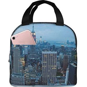 JYQCNSMJYB2 New York Fashion City Print geïsoleerde lunchtas voor dames en heren, lichte duurzame draagtas voor kantoor, werk, school