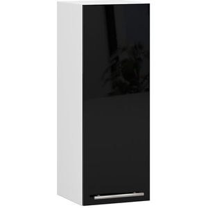 AKORD Keukenhangkast - Oliwia W30 | 2 planken en 1 deur keukenkast | inbouwkeuken kitchenette keukenmeubel keukenkasten | gelamineerde plaat | 30 x 30 x 72 cm | wit | glanzend zwart