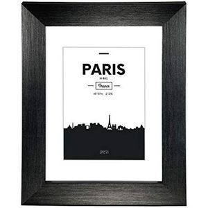 Hama Kunststof fotolijst""Paris"" (fotolijst 30 cm x 40 cm, rand 20 mm x 15 mm, voor fotogrootte 20 cm x 28 cm, spiegelglas, polystyreen (PS), met haken) zwart
