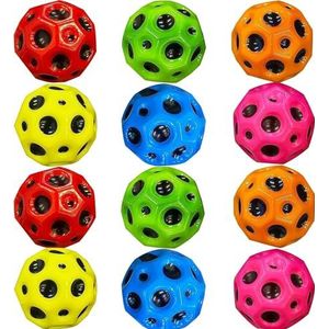 kukelen 12 stuks astro jumpballen, maanbal, springende ballen, ruimtethema-springballen, planeten springstokken, springstokken, mini-bouncing bal speelgoed, bouncy ballen voor kinderen, feestcadeau