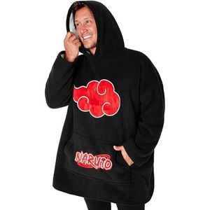 Naruto Deken hoodie voor heren en tieners - gezellige oversized fleece hoodie eenheidsmaat sherpa gevoerd - anime-cadeaus voor mannen, Zwart/Rood, one size