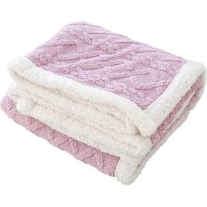 130X160cm Dikke Beddeken Winter Dubbele Dikke Lamswollen Deken Zwaargewicht Decoratieve Beddeken Bedsprei Op Bed(Light Purple)