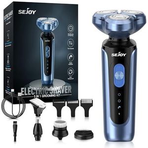 Sejoy Elektrisch scheerapparaat voor heren, elektrisch scheerapparaat, kapper, scheerapparaat voor heren, nat en droog scheerapparaat voor mannen, IPX7 waterdicht