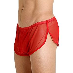 Mannen Mesh Ademend Gesplitste Zijden Ondergoed Ontspannen flexibiliteit Slips Visnet Doorzichtige Shorts