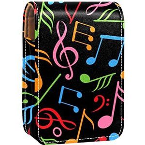 Rood Roze Groen Oranje Blauw Muziek Opmerking Lip Gloss Houder Lipstick Case Draagbare Make-up Tas Reizen Lipstick Organizer Case met Spiegel Mini Lipstick Opbergdoos voor Vrouwen