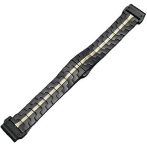 Snelle roestvrijstalen band geschikt for Garmin horloge Fenix ​​5/5X/5XPlus/6/6X/6XPro/7x 26mm 22mm titanium kleur metalen band geschikt for Forerunner 945(Black gold,26mm)