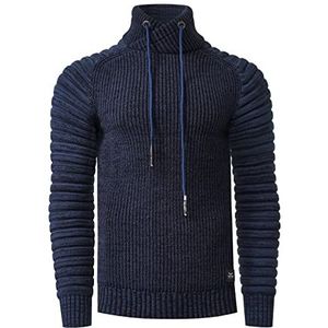 Rusty Neal Gebreide trui voor heren, streetwear, korte opstaande kraag, grof gebreide trui 416, blauw, M