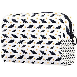 Bat & Yellow Dots Patroon Print Reizen Cosmetische Tas voor Vrouwen en Meisjes, Kleine Make-up Tas Rits Pouch Toiletry Organizer, Meerkleurig, 18.5x7.5x13cm/7.3x3x5.1in, Mode