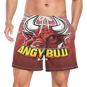 Bull Animal Zwembroek voor heren, sneldrogend, met zakken, Leuke mode, L