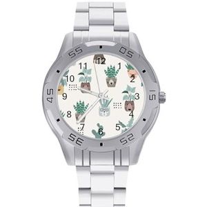 Cartoon Beer Gezicht Planten Mannen Business Horloges Legering Analoge Quartz Horloge Mode Horloges