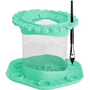 Adorila Verfkwastreiniger, spoelbeker, siliconen penseelhouder en borstelreiniger, verfborstelreiniger voor acryl, aquarel, verf op waterbasis (groen)