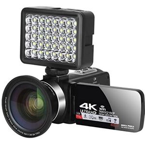 Videocamera Camcorder Videocamera camcorder, 4k ultra HD Videocamera VLOGGING VIDEO CAMERA for VLOG OPNAME 3.0Inch 4 8MP 16X Digitale zoomen met WiFi-functiecamcorder Multifunctionele vlogcamera(32G S