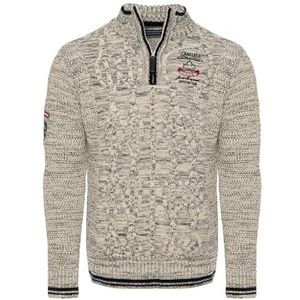 Carisma Gebreide trui voor heren • Heren Troyer met borduurwerk • Aangename Regular Fit trui voor kantoor en vrije tijd 7804, beige, M