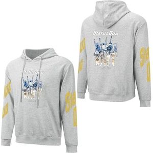 LSMCCOTP Sta-tus Logo Qu-o Katoenen Hoodie Pullover Heren Lange Mouw Sweatshirt Met Zak Voor Mannen Zachte Zwarte Hoody Basic Casual Fans Merch 3XL, Licht Heather Grey-stijl, XXL