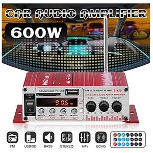 Audioversterker, S430 600W 2CH Auto Hifi Geluidsversterker Lcd Class D Power Amplificador Radio Auto Huis Luidspreker FM USB SD(12V Adapter for home)