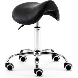 Zadelkruk - Ergonomische Zadelstoel, PU Leren Draaibare Comfortabele Salonstoel, voor Medisch, Salon, Spa, Tattoo, Pedicure, Massage - Esthetische Stoel(Black)