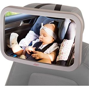 Babyspiegel voor auto - Grootste en meest stabiele achterbankspiegel met premium matte afwerking - kristalhelder zicht op baby in achterliggende autostoeltje - veilig, veilig en onbreekbaar