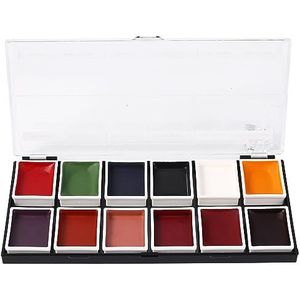 Narrative Cosmetics FX-make-up palet met alcohol-geactiveerde 12 kleuren voor speciale effecten, waterdicht SFX-make-up voor professionele visagisten