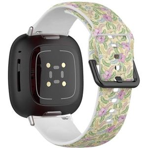 Zachte sportband compatibel met Fitbit Sense / Sense 2 / Versa 4 / Versa 3 (groen violet), siliconen armband, accessoire