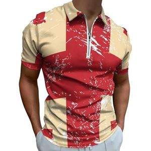 Georgië Retro Vlag Half Zip-up Polo Shirts Voor Mannen Slim Fit Korte Mouw T-shirt Sneldrogende Golf Tops Tees XS