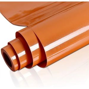 Keuken oliebestendige film PVC effen kleur zelfklevend vinylbehang waterdichte film doe-het-zelf renovatie oliebestendige muurstickers keukenkast thuis stickers voor keuken aanrecht (glanzend oranje,