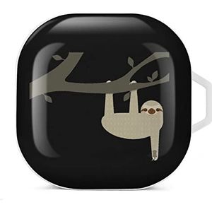 Luiaard Klim Boom Oordopjes Hoesje Compatibel met Samsung Hard Shell Beschermhoes Wit-Stijl