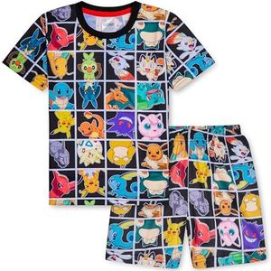 Pokemon Jongens Pyjama voor Kinderen en Tieners Ademend Nachtkleding T-shirt en Korte Broek Zomer PJ's voor Jongens Pikachu Zachte Lounge Wear Pokemon Cadeaus voor Jongens (13-14 Jaar, Multi)