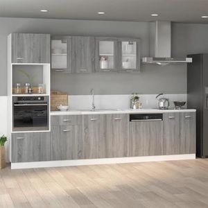 Rantry Sonoma-grijs, 80 x 46 x 81,5 cm van meerlaags hout, dressoir, keukenkast, opbergrek, ruimtebesparend, voor woonkamer, slaapkamer, kantoor