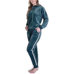 SLOUCHER Velours huispak voor dames, kleur:grün, Grootte:S