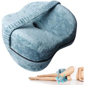 VEGOATY Kniekussen voor zijslapers, steunkussen knieën met riem, orthopedisch kniekussen, traagschuim kussen voor ondersteuning van benen, knieën, heuprug en zwangerschap, afneembaar en wasbaar