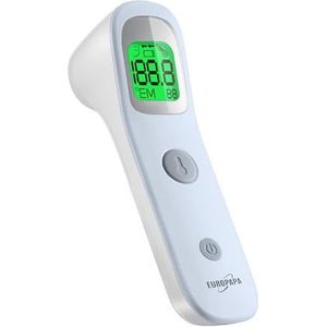 EUROPAPA Koortsthermometer Voor Baby's, Kinderen En Volwassenen, Infrarood Voorhoofdthermometer Met Koortsalarm, °C/°F-Schakelaar, 30-Voudige Meetwaarden (Blauw)