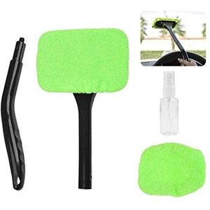 BUYGOO Autoruitreiniger voor binnen, ruitenreinigingsgereedschap (5 stuks), autoruitreiniger met draaibare scharnierkop, 35 cm handgreep, 2 stuks wasbare microvezeldoeken, spray voor auto, huis,