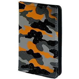 Paspoorthouder, Paspoorthoes, Paspoortportemonnee, Travel Essentials Zwart Grijs Oranje Militaire Camouflage, Meerkleurig, 11.5x16.5cm/4.5x6.5 in