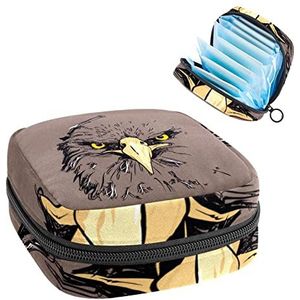 Maandverband Opbergtas, Menstruatie Cup Pouch Tampon Bag, Periode Pads Houder Organizer voor Vrouwen Meisjes, Mode Eagle Face