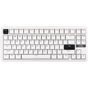 TH85 75% mechanisch toetsenbord, bekabeld, draadloos, ANSI QMK-lay-out via Jackket Hot Swap voor kantoor en spel met USB 2,4 GHz Bluetooth (wit zwart)