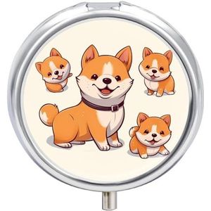 Leuke Shiba Inu Hond Pil Doos Pil Case Pil Organizer Geneeskunde Pil Organizer Wekelijkse Pil Organizer Pil Houder Kleine Pil Case Pil Containers Pil Houder voor Portemonnee