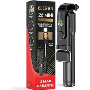 ELEGON 26 Mini 72 cm, 2 Year Warranty, Mobile Phone Tripod with Remote Control, 2-in-1 Selfie Stick, Tripod for Mobile Phone, Camera. (Black, 72 CM)