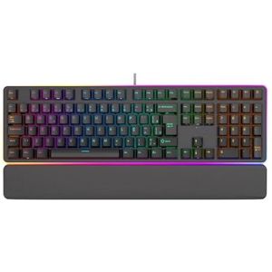 QPSJXN Bedraad mechanisch toetsenbord met 108 RGB-achtergrondverlichting omringende zijlamp, compatibel met Braziliaanse gamers (Portugees zwart)