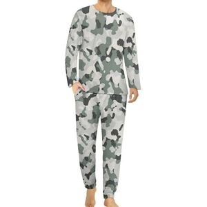 Army Camouflage pyjama voor heren, loungewear met lange mouwen, top en onderkant, 2-delig