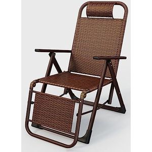 GEIRONV Outdoor ligstoel, opvouwbare rotan stoelen kantoor lunchpauze weven rotan stoelen balkon armleuningen vrije tijd stoelen ligstoel (kleur: afgeplatte buis, maat: 152 x 40 cm)