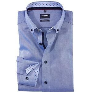 OLYMP HEREN Zakelijk overhemd met lange mouwen Luxor,Pin Point,modern fit,Button-down kraag,Blauw (rauchblau 13),43