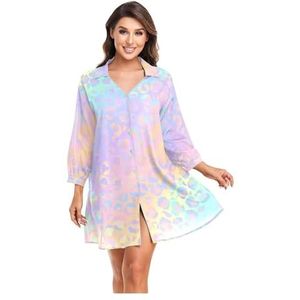 DUNSBY Bikini Cover Up Vrouwen Strand Shirts Badpak Zomer Lange Mouw Tuniek Badmode Outfits Badpak Cover Up (Kleur: 01, Maat: XXL)